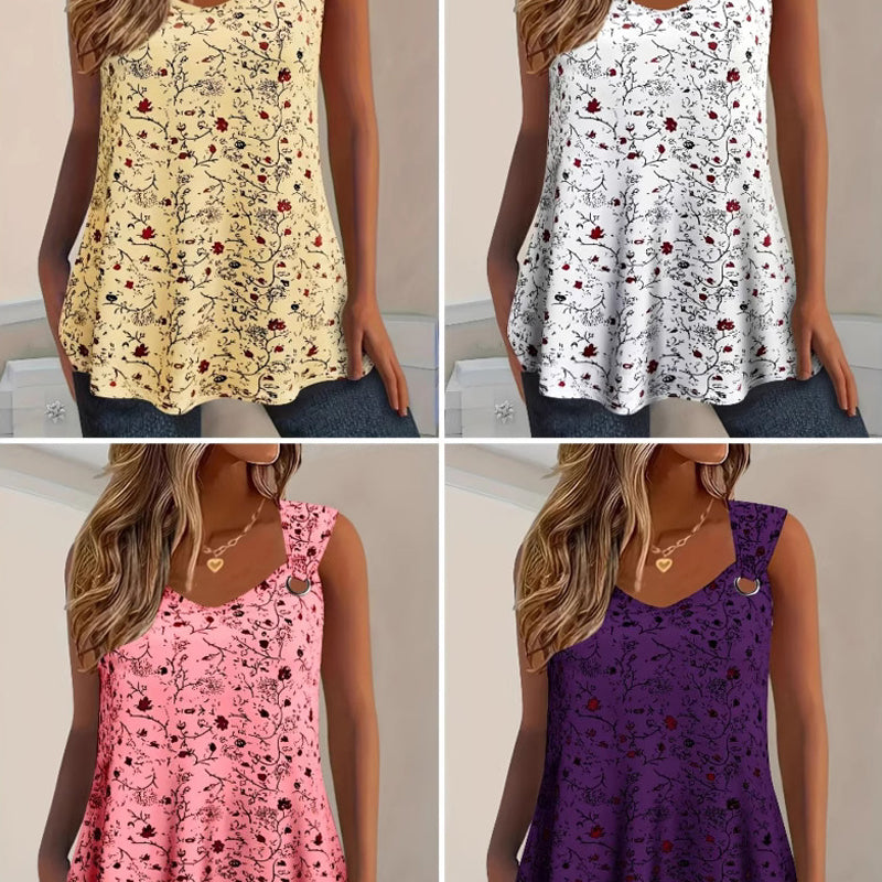 🏖️Summer Hot Sale 60% OFF🏝️🌸Women's Floral Print Tank Top – Chic V-Neck & Flowy Fit – Summer Wardrobe Essential🌞