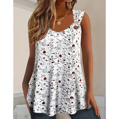 🏖️Summer Hot Sale 60% OFF🏝️🌸Women's Floral Print Tank Top – Chic V-Neck & Flowy Fit – Summer Wardrobe Essential🌞