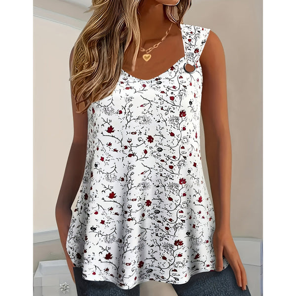 🏖️Summer Hot Sale 60% OFF🏝️🌸Women's Floral Print Tank Top – Chic V-Neck & Flowy Fit – Summer Wardrobe Essential🌞