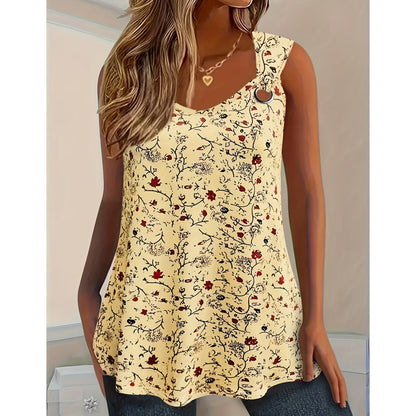 🏖️Summer Hot Sale 60% OFF🏝️🌸Women's Floral Print Tank Top – Chic V-Neck & Flowy Fit – Summer Wardrobe Essential🌞