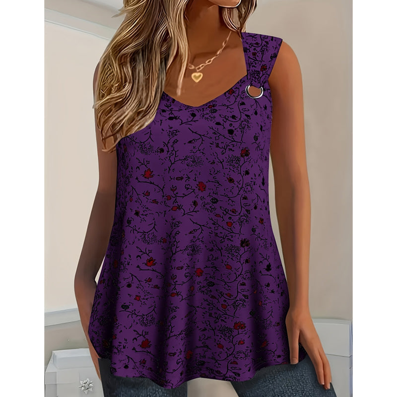 🏖️Summer Hot Sale 60% OFF🏝️🌸Women's Floral Print Tank Top – Chic V-Neck & Flowy Fit – Summer Wardrobe Essential🌞