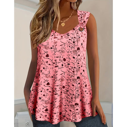🏖️Summer Hot Sale 60% OFF🏝️🌸Women's Floral Print Tank Top – Chic V-Neck & Flowy Fit – Summer Wardrobe Essential🌞