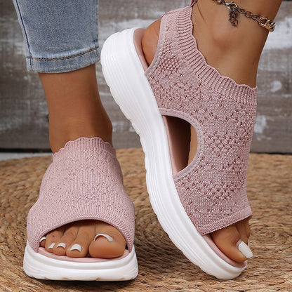 ⏳2026 Summer Hot Sale 70% OFF🎁Women’s Knit Platform Sandals – Lightweight, Breathable & Arch-Supported 🏝️☁️