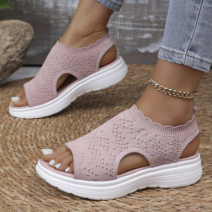 ⏳2026 Summer Hot Sale 70% OFF🎁Women’s Knit Platform Sandals – Lightweight, Breathable & Arch-Supported 🏝️☁️