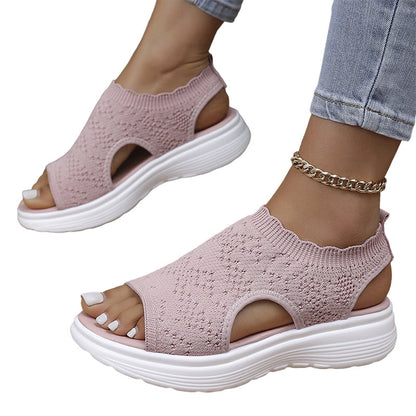 ⏳2026 Summer Hot Sale 70% OFF🎁Women’s Knit Platform Sandals – Lightweight, Breathable & Arch-Supported 🏝️☁️