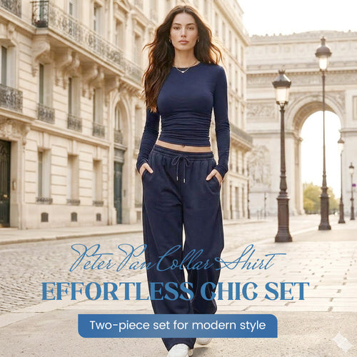 Women's Two-Piece Ruched Top and Wide-Leg Pants Set