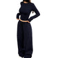 Women's Two-Piece Ruched Top and Wide-Leg Pants Set
