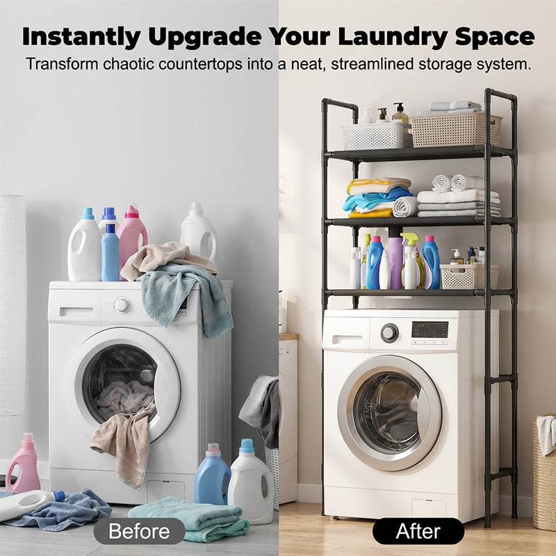 🗄️50% OFF NOW ! 🧺No-Drill Over-Washer Storage Rack, Waterproof Rustproof Laundry & Bathroom Organizer Shelf for Space Saving