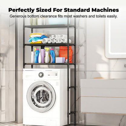 🗄️50% OFF NOW ! 🧺No-Drill Over-Washer Storage Rack, Waterproof Rustproof Laundry & Bathroom Organizer Shelf for Space Saving