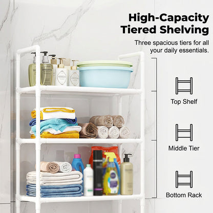 🗄️50% OFF NOW ! 🧺No-Drill Over-Washer Storage Rack, Waterproof Rustproof Laundry & Bathroom Organizer Shelf for Space Saving