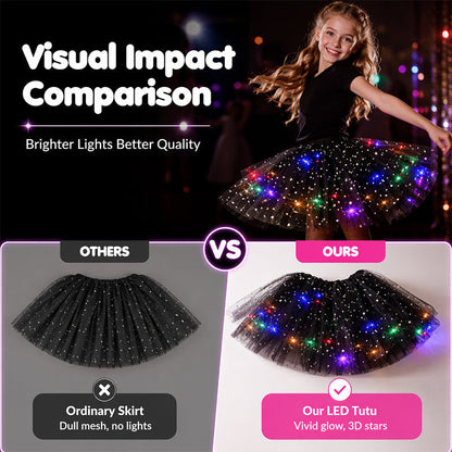 🏆 Last Day 50%OFF!🎁LED Light Up Sequin Tutu Skirt Star Mesh Princess Skirt for Girls and Adults