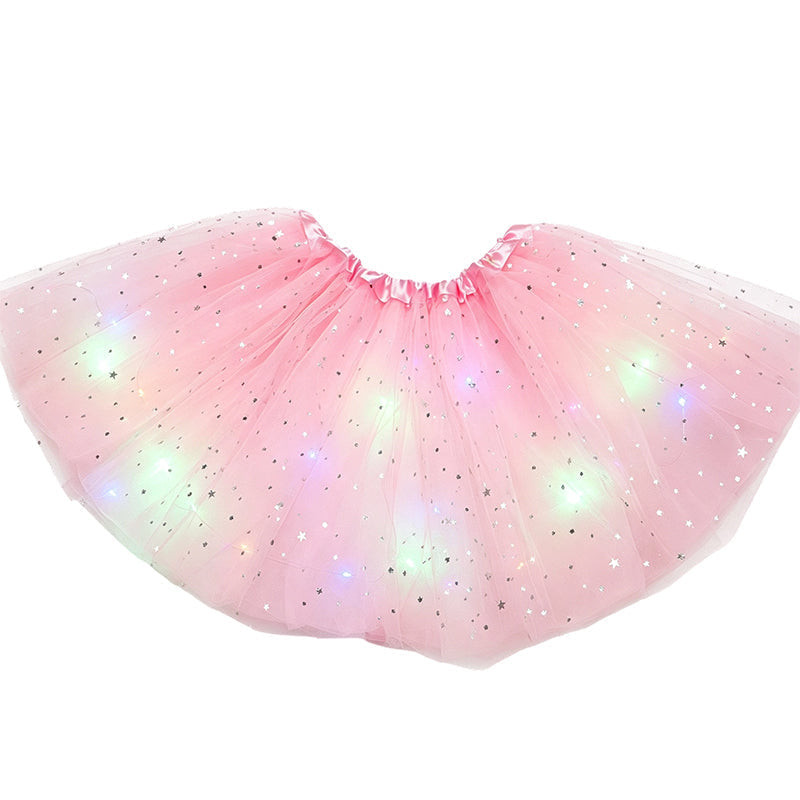 🏆 Last Day 50%OFF!🎁LED Light Up Sequin Tutu Skirt Star Mesh Princess Skirt for Girls and Adults