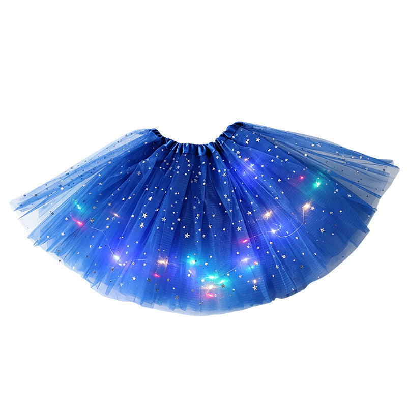 🏆 Last Day 50%OFF!🎁LED Light Up Sequin Tutu Skirt Star Mesh Princess Skirt for Girls and Adults