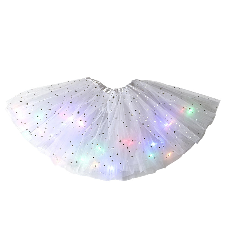 🏆 Last Day 50%OFF!🎁LED Light Up Sequin Tutu Skirt Star Mesh Princess Skirt for Girls and Adults