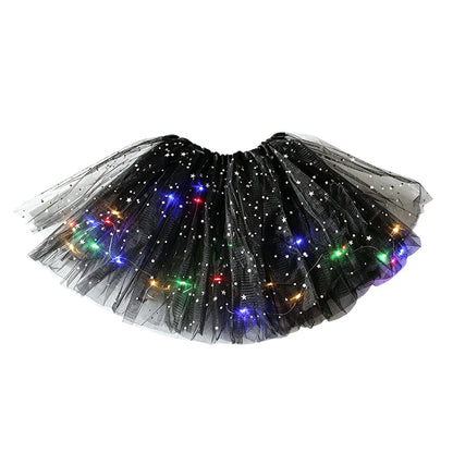 🏆 Last Day 50%OFF!🎁LED Light Up Sequin Tutu Skirt Star Mesh Princess Skirt for Girls and Adults
