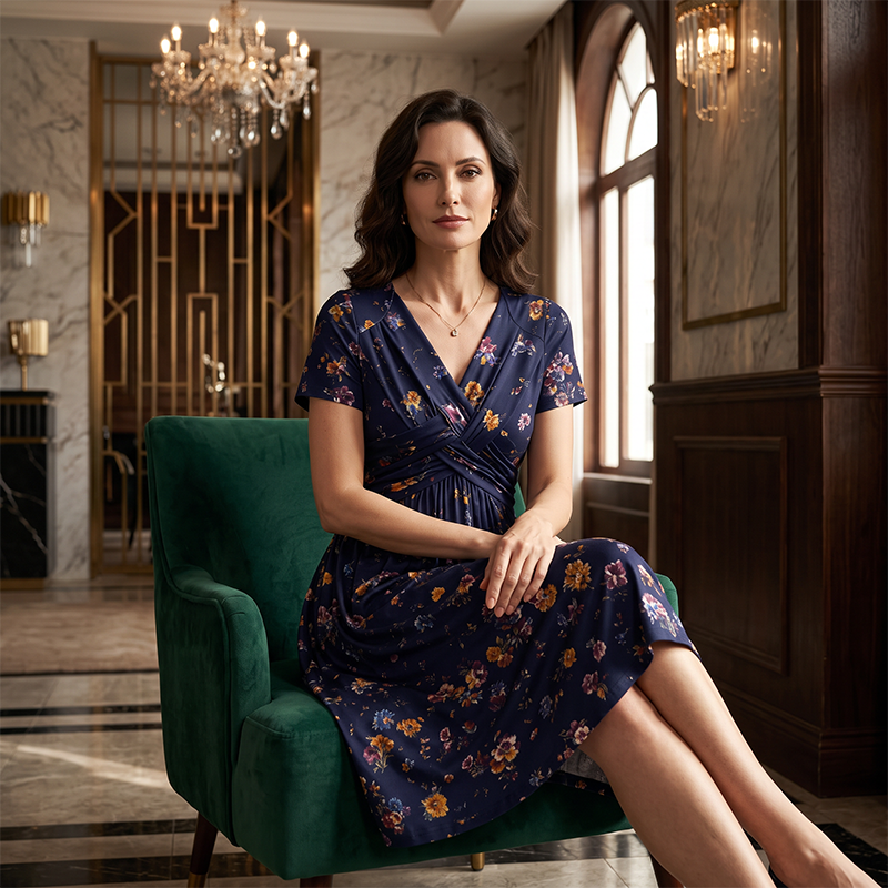 🔥LAST DAY SALE ONLY￡15.99!!🌿Women's V-Neck Floral Print Dress with Twist Waist