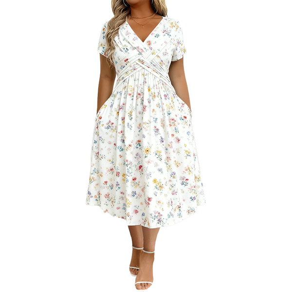 🔥LAST DAY SALE ONLY￡15.99!!🌿Women's V-Neck Floral Print Dress with Twist Waist