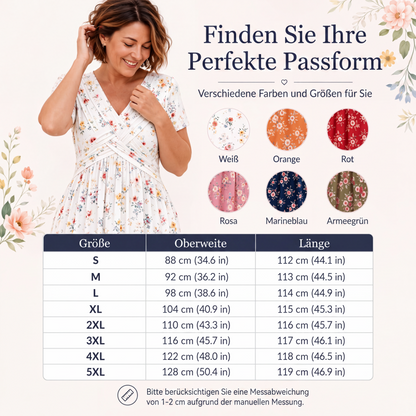 🌸🔥50% RABATT!🔥🔥Blumiges V-Ausschnitt-Kleid mit Taillendrehung – elegant und lässig für jeden Anlass