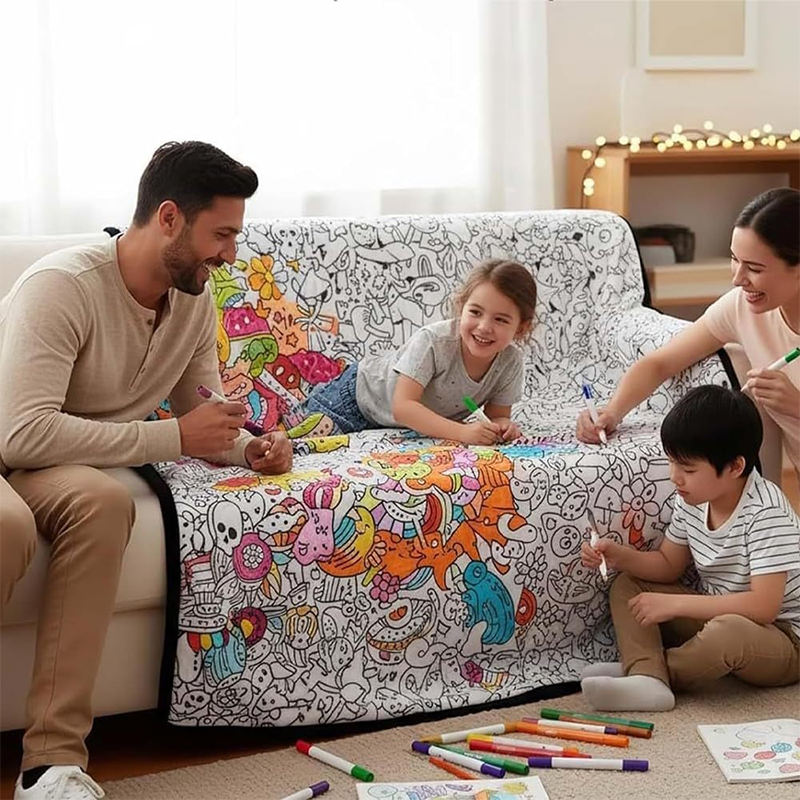 ✨Last Day 49% OFF🎨DIY Coloring Blanket with Markers🎁Perfect Gift For Family & Friends