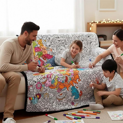 ✨Last Day 49% OFF🎨DIY Coloring Blanket with Markers🎁Perfect Gift For Family & Friends