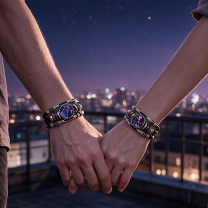 Wear your sign. Watch it glow after dark.-Glow-in-the-Dark 12 Leather Zodiac Bracelet