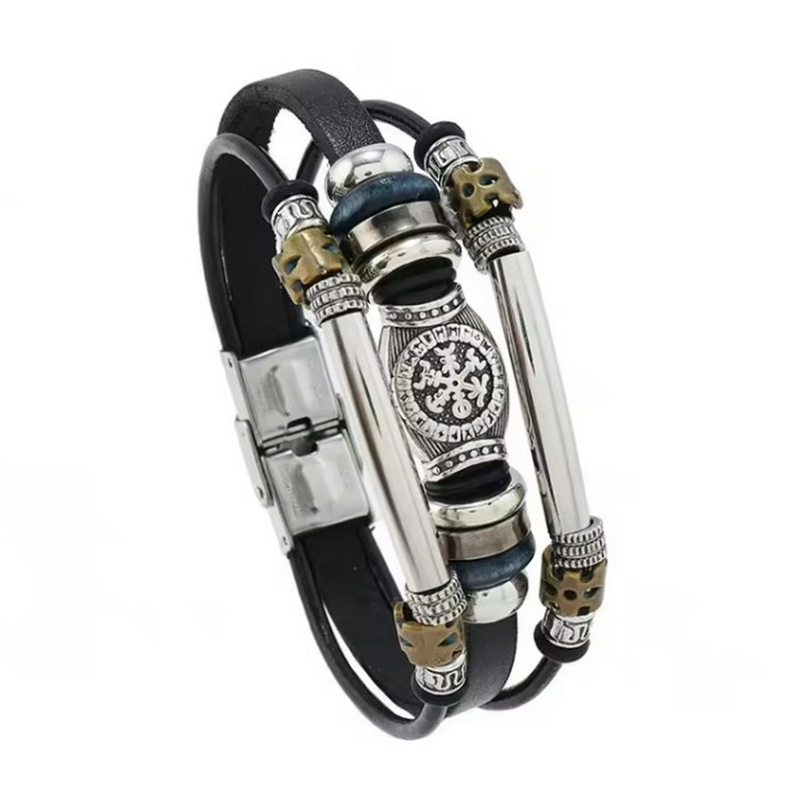 Wear your sign. Watch it glow after dark.-Glow-in-the-Dark 12 Leather Zodiac Bracelet