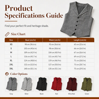⏳LAST DAY SALE ONLY￡15.99!🔥✨Men's Vintage Lapel Herringbone Tweed Vest👔🐴