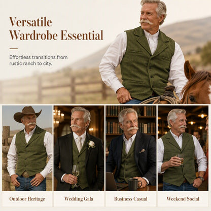 ⏳LAST DAY SALE ONLY￡15.99!🔥✨Men's Vintage Lapel Herringbone Tweed Vest👔🐴