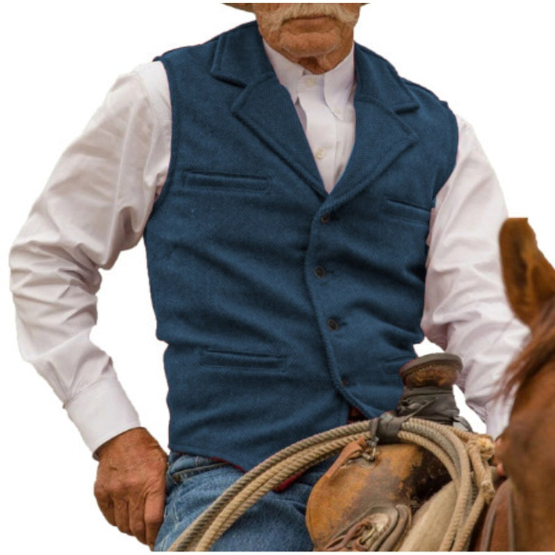 ⏳LAST DAY SALE ONLY￡15.99!🔥✨Men's Vintage Lapel Herringbone Tweed Vest👔🐴