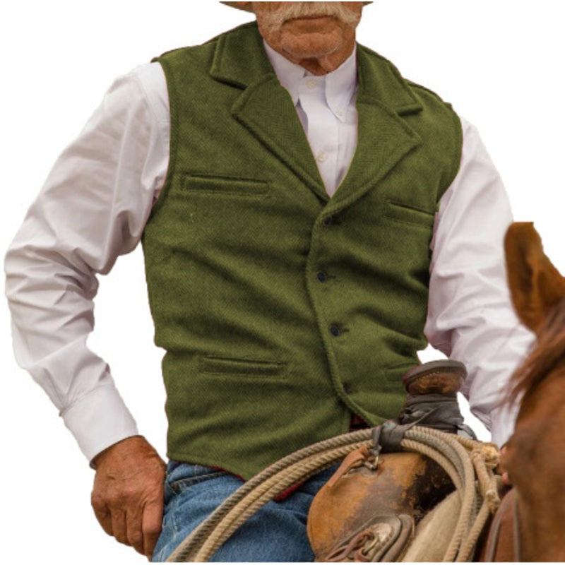 ⏳LAST DAY SALE ONLY￡15.99!🔥✨Men's Vintage Lapel Herringbone Tweed Vest👔🐴