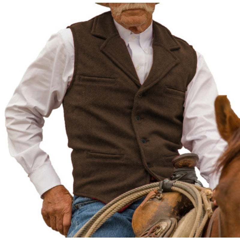 ⏳LAST DAY SALE ONLY￡15.99!🔥✨Men's Vintage Lapel Herringbone Tweed Vest👔🐴