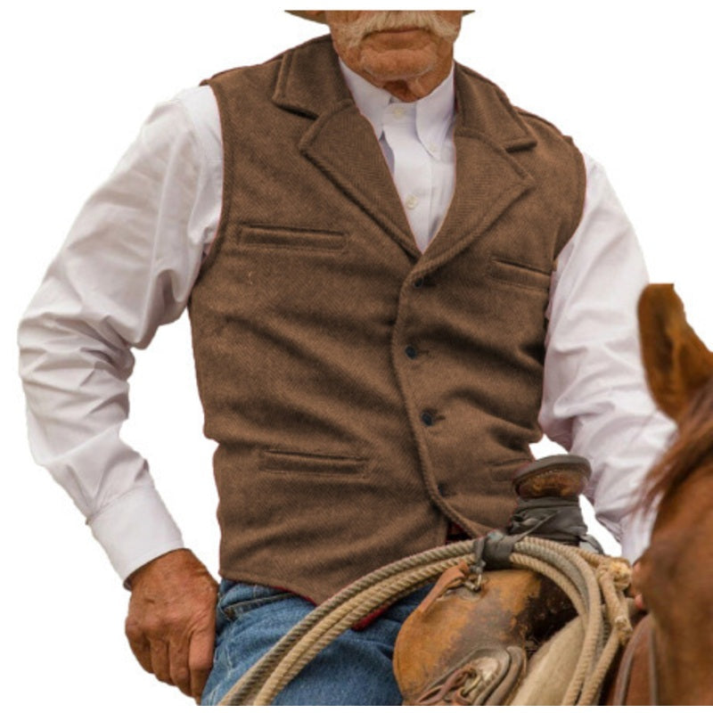 ⏳LAST DAY SALE ONLY￡15.99!🔥✨Men's Vintage Lapel Herringbone Tweed Vest👔🐴