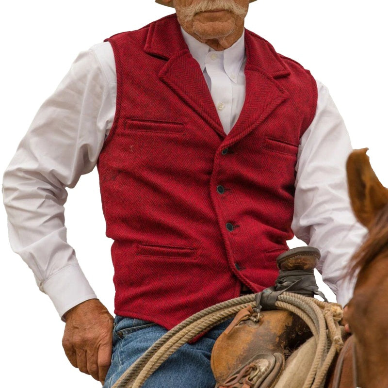 ⏳LAST DAY SALE ONLY￡15.99!🔥✨Men's Vintage Lapel Herringbone Tweed Vest👔🐴