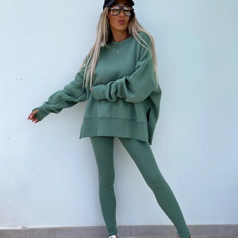 ⏳LAST DAY SALE ONLY ￡19.99!!🔥Women's Long Sleeve Printed Sweatshirt and Leggings 2-piece Set