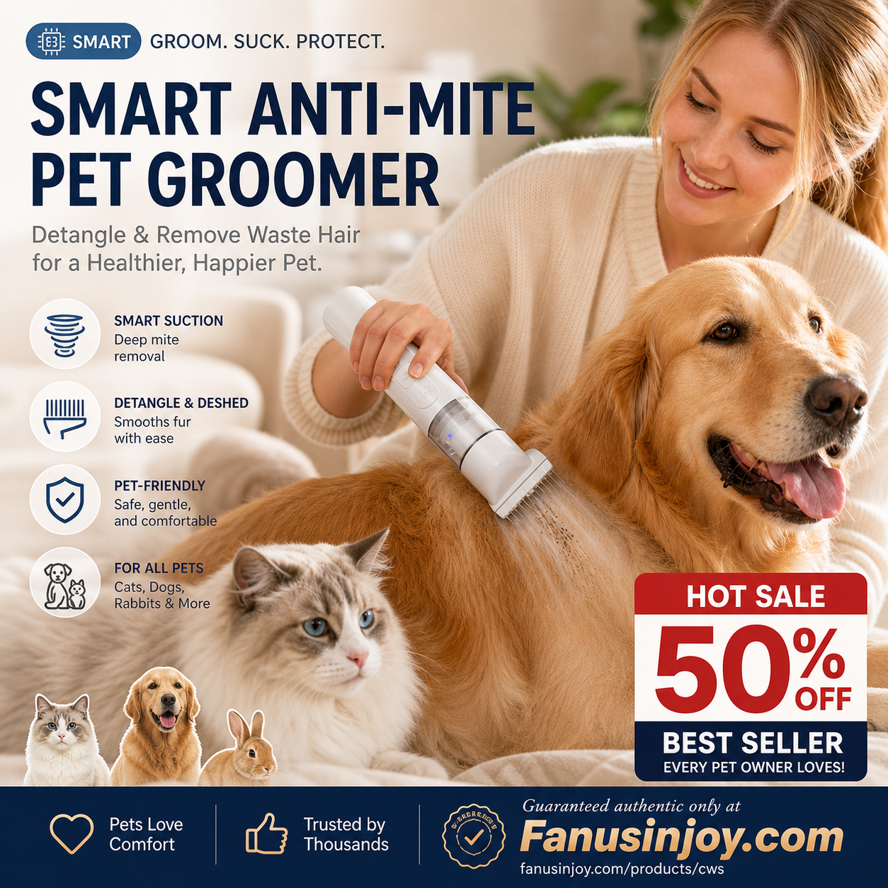 ⏰LIMITED TIME PRICE: ONLY ￡13.99!!!🔥Electric Pet Grooming Comb🐕Keep your furry friends away from mites, fleas and tangled fur！